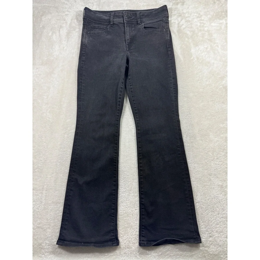 American Eagle Womens Kick Boot Next Level Stretch Black Jeans 10 Meas: 31x31